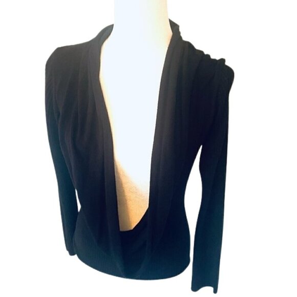 Black Long Sleeve Open Top Draped Women’s Size S - Picture 1 of 11